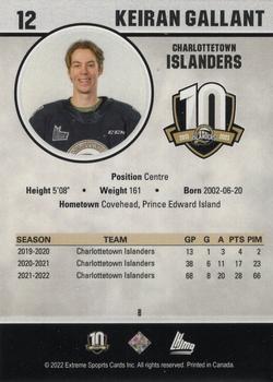 2022-23 Extreme Charlottetown Islanders (QMJHL) 10th Anniversary - Limited Edition - Silver #8 Keiran Gallant Back