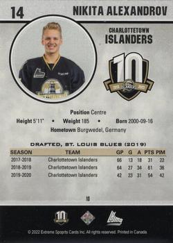 2022-23 Extreme Charlottetown Islanders (QMJHL) 10th Anniversary - Limited Edition - Silver #10 Nikita Alexandrov Back