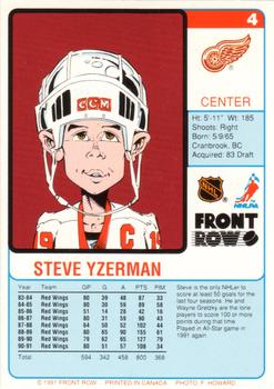 1991-92 Front Row Promos #4 Steve Yzerman Back