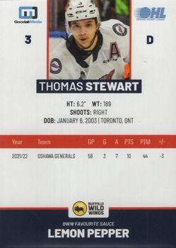 2022-23 Oshawa Generals (OHL) #NNO Thomas Stewart Back
