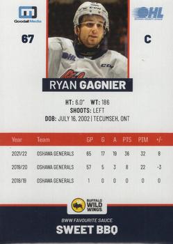 2022-23 Oshawa Generals (OHL) #NNO Ryan Gagnier Back