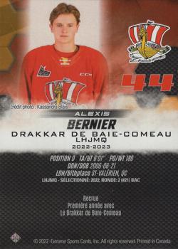 2022-23 Extreme Baie-Comeau Drakkar (QMJHL) #NNO Alexis Bernier Back