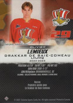 2022-23 Extreme Baie-Comeau Drakkar (QMJHL) #NNO Olivier Lemieux Back