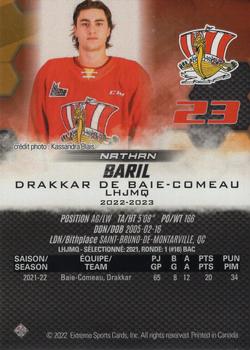 2022-23 Extreme Baie-Comeau Drakkar (QMJHL) #NNO Nathan Baril Back