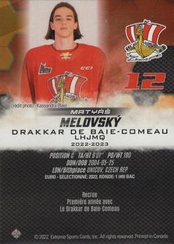 2022-23 Extreme Baie-Comeau Drakkar (QMJHL) #NNO Matyas Melovsky Back