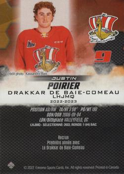 2022-23 Extreme Baie-Comeau Drakkar (QMJHL) #NNO Justin Poirier Back