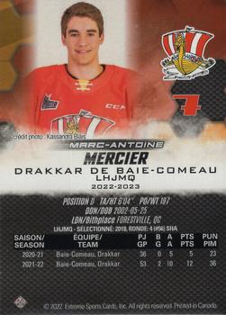 2022-23 Extreme Baie-Comeau Drakkar (QMJHL) #NNO Marc-Antoine Mercier Back