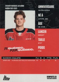 2022-23 Quebec Remparts (QMJHL) #NNO Zachary Marquis-Laflamme Back