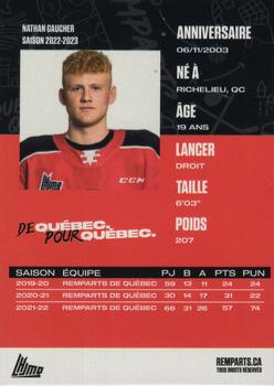 2022-23 Quebec Remparts (QMJHL) #NNO Nathan Gaucher Back