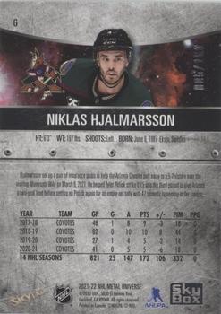 2021-22 SkyBox Metal Universe - Precious Metal Gems Green #6 Niklas Hjalmarsson Back