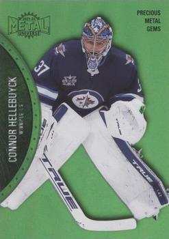 2021-22 SkyBox Metal Universe - Precious Metal Gems Green #85 Connor Hellebuyck Front