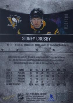 2021-22 SkyBox Metal Universe - Precious Metal Gems Green #100 Sidney Crosby Back