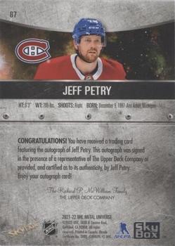 2021-22 SkyBox Metal Universe - Autographs Silver #87 Jeff Petry Back