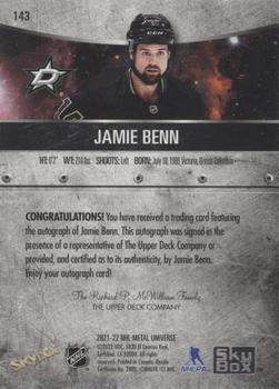 2021-22 SkyBox Metal Universe - Autographs Silver #143 Jamie Benn Back