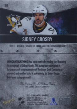 2021-22 SkyBox Metal Universe - Autographs Silver #150 Sidney Crosby Back