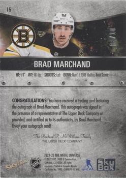 2021-22 SkyBox Metal Universe - Autographs Green #15 Brad Marchand Back