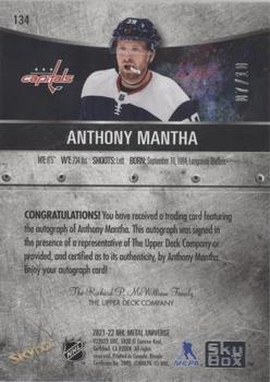 2021-22 SkyBox Metal Universe - Autographs Green #134 Anthony Mantha Back
