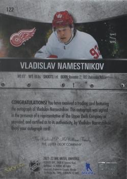 2021-22 SkyBox Metal Universe - Autographs Gold #122 Vladislav Namestnikov Back