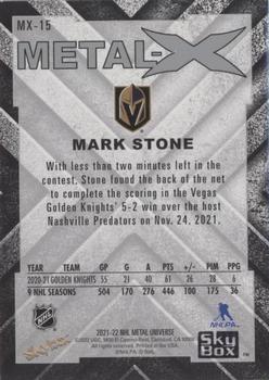 2021-22 SkyBox Metal Universe - Metal-X #MX-15 Mark Stone Back