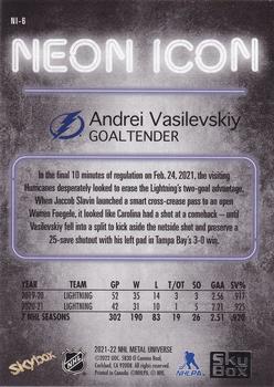 2021-22 SkyBox Metal Universe - Neon Icon #NI-6 Andrei Vasilevskiy Back