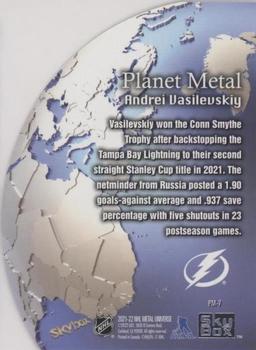 2021-22 SkyBox Metal Universe - Planet Metal Gold #PM-7 Andrei Vasilevskiy Back