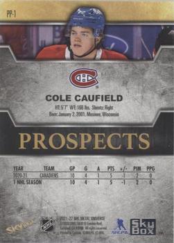 2021-22 SkyBox Metal Universe - Skybox Premium Prospects #PP-1 Cole Caufield Back