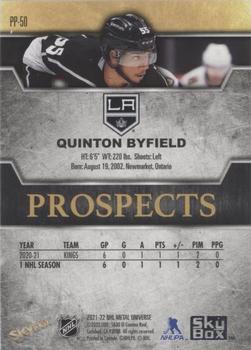 2021-22 SkyBox Metal Universe - Skybox Premium Prospects #PP-50 Quinton Byfield Back