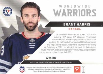 2022-23 SportZoo Tipos Extraliga - Worldwide Warriors Limited #WW-06 Brant Harris Back