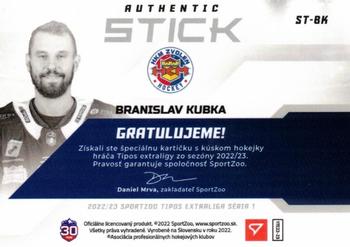 2022-23 SportZoo Tipos Extraliga - Authentic Stick #ST-BK Branislav Kubka Back