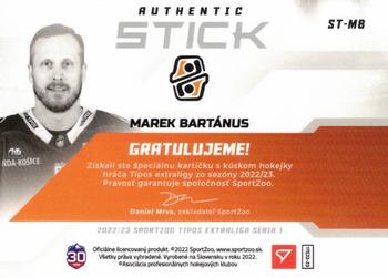 2022-23 SportZoo Tipos Extraliga - Authentic Stick #ST-MB Marek Bartanus Back