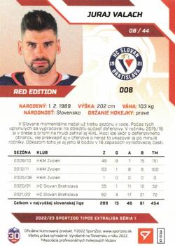 2022-23 SportZoo Tipos Extraliga - Red #008 Juraj Valach Back