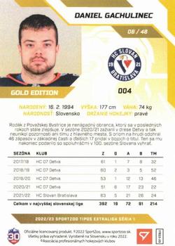 2022-23 SportZoo Tipos Extraliga - Gold #004 Daniel Gachulinec Back