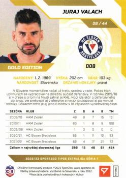 2022-23 SportZoo Tipos Extraliga - Gold #008 Juraj Valach Back