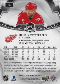2020-21 Upper Deck The Cup #66 Henrik Zetterberg Back