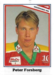 1993-94 Semic Elitserien (Swedish) Stickers #301 Peter Forsberg Front