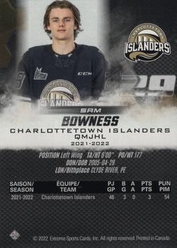 2022-23 Extreme Charlottetown Islanders (QMJHL) #NNO Sam Bowness Back