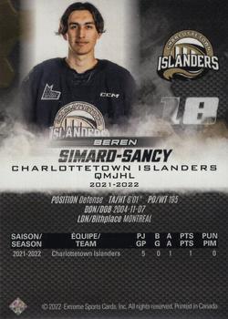 2022-23 Extreme Charlottetown Islanders (QMJHL) - Autographs Bronze #13 Beren Simard-Sancy Back