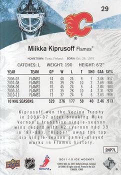 2011-12 SPx - 2011-12 Upper Deck Ice #29 Miikka Kiprusoff Back