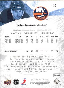 2011-12 SPx - 2011-12 Upper Deck Ice #42 John Tavares Back