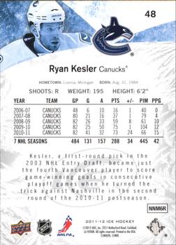 2011-12 SPx - 2011-12 Upper Deck Ice #48 Ryan Kesler Back