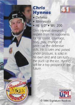 1994-95 Signature Rookies - Authentic Signatures Promos #41 Chris Hynnes Back