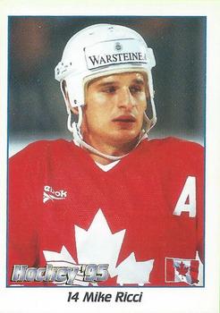 1995 Panini World Hockey Championship Stickers (Norwegian) #14 Mike Ricci Front