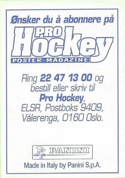 1995 Panini World Hockey Championship Stickers (Norwegian) #59 Michael Bresagk Back
