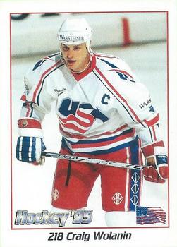 1995 Panini World Hockey Championship Stickers (Norwegian) #218 Craig Wolanin Front