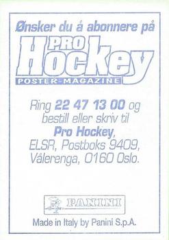 1995 Panini World Hockey Championship Stickers (Norwegian) #248 Espen Knutsen Back