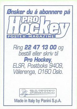 1995 Panini World Hockey Championship Stickers (Norwegian) #257 Claus Dalpiaz Back