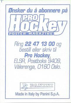 1995 Panini World Hockey Championship Stickers (Norwegian) #287 Peter Forsberg Back