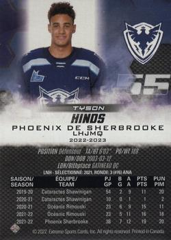 2022-23 Extreme Sherbrooke Phoenix (QMJHL) #18 Tyson Hinds Back
