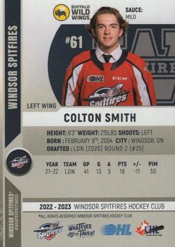 2022-23 Windsor Spitfires (OHL) #NNO Colton Smith Back