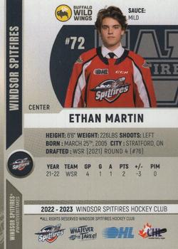 2022-23 Windsor Spitfires (OHL) #NNO Ethan Martin Back